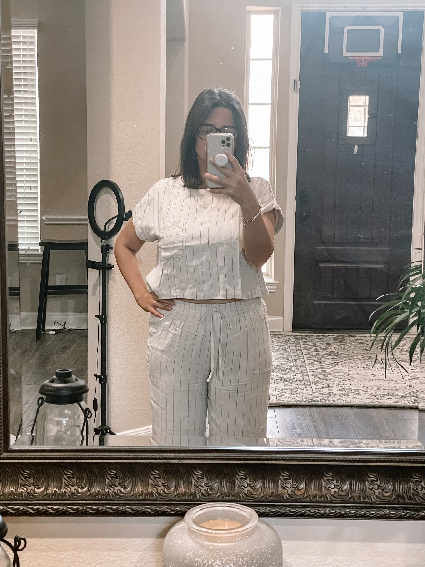 Pinstripe Linen Pant Set