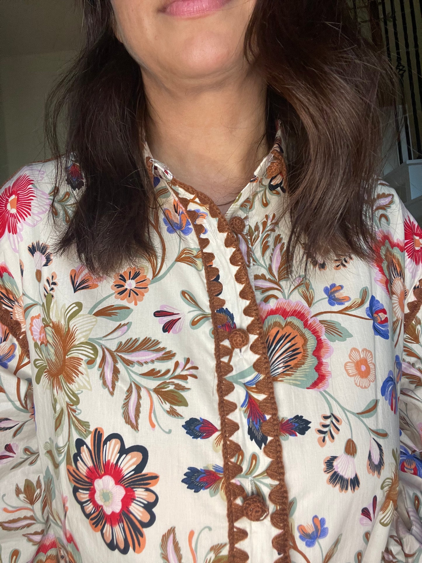 Cream Collared Floral Dress