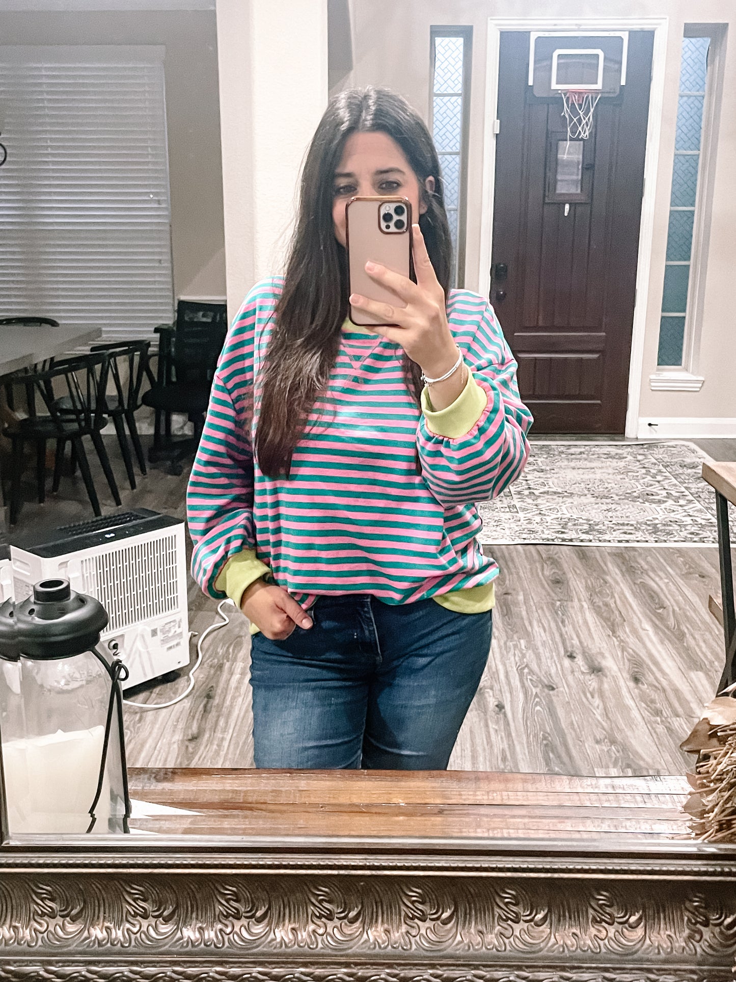 Pink/Green Loose Sweatshirt