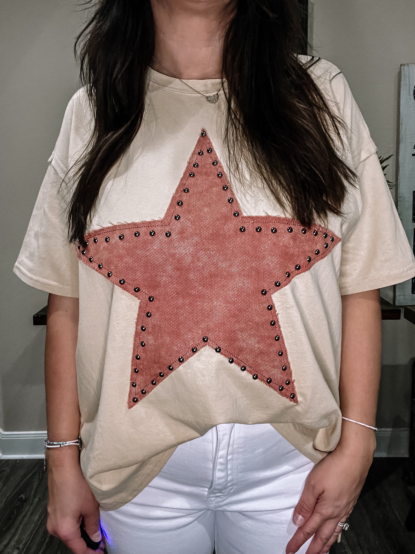 Studded Star Washed Twill Top