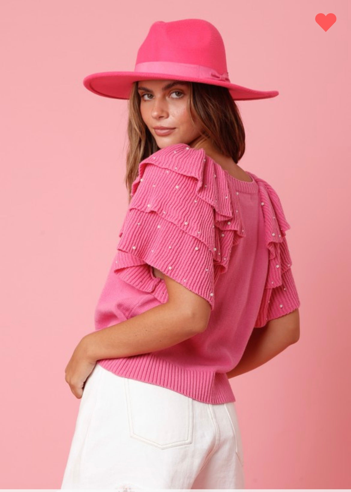 Pink Pearl Ruffle Top