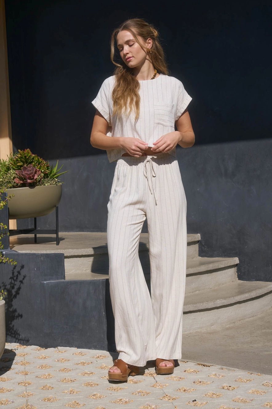 Pinstripe Linen Pant Set