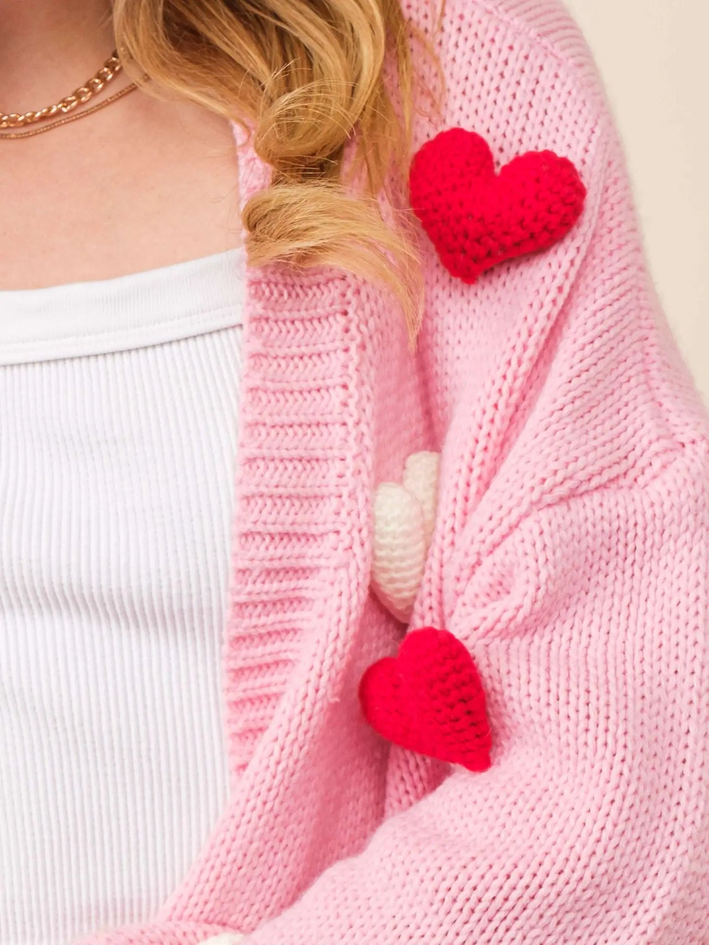 3d Heart Cropped Cardigan
