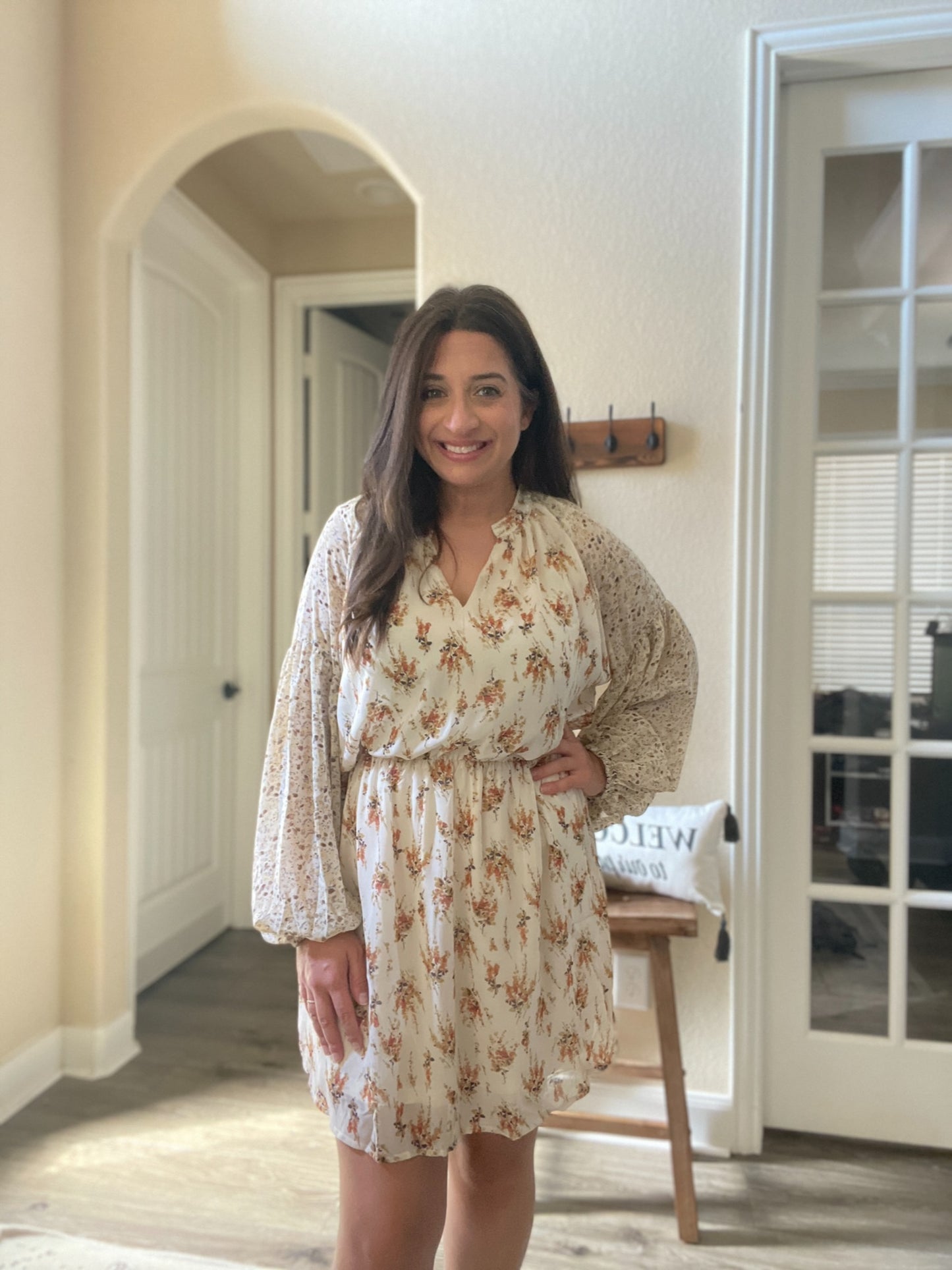 Mixed Floral Print Dress