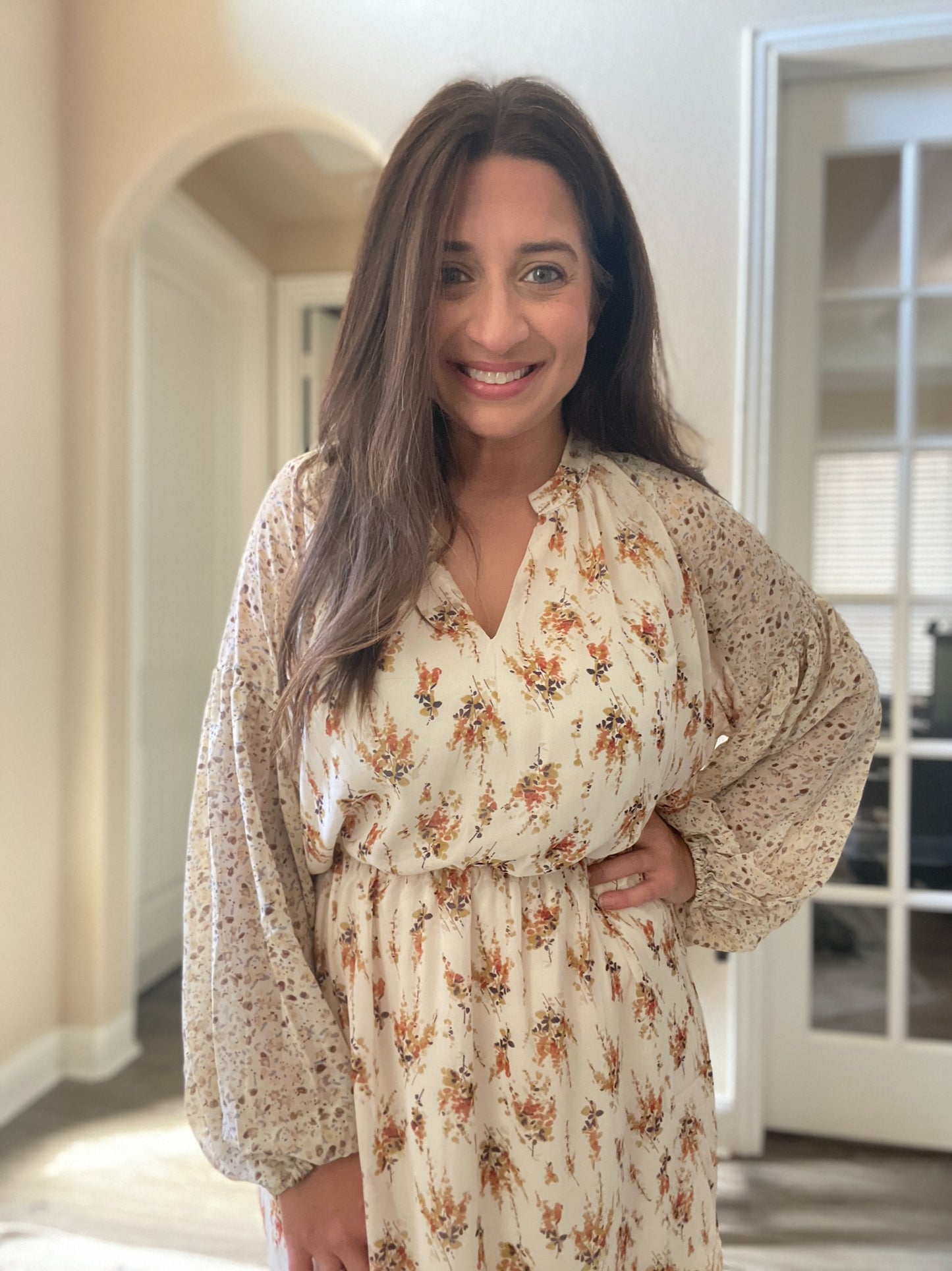 Mixed Floral Print Dress