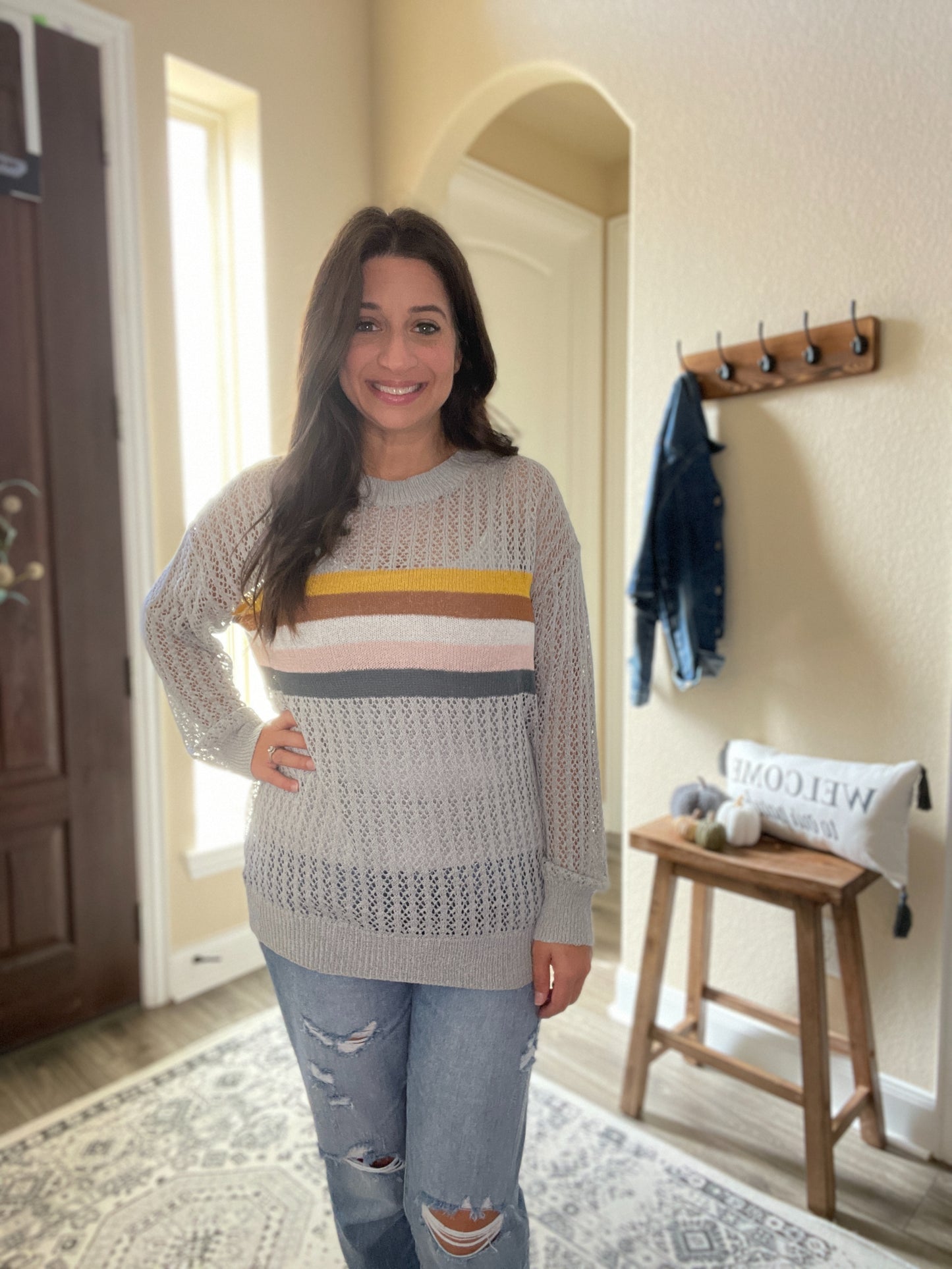 Color Striped Thin Sweater
