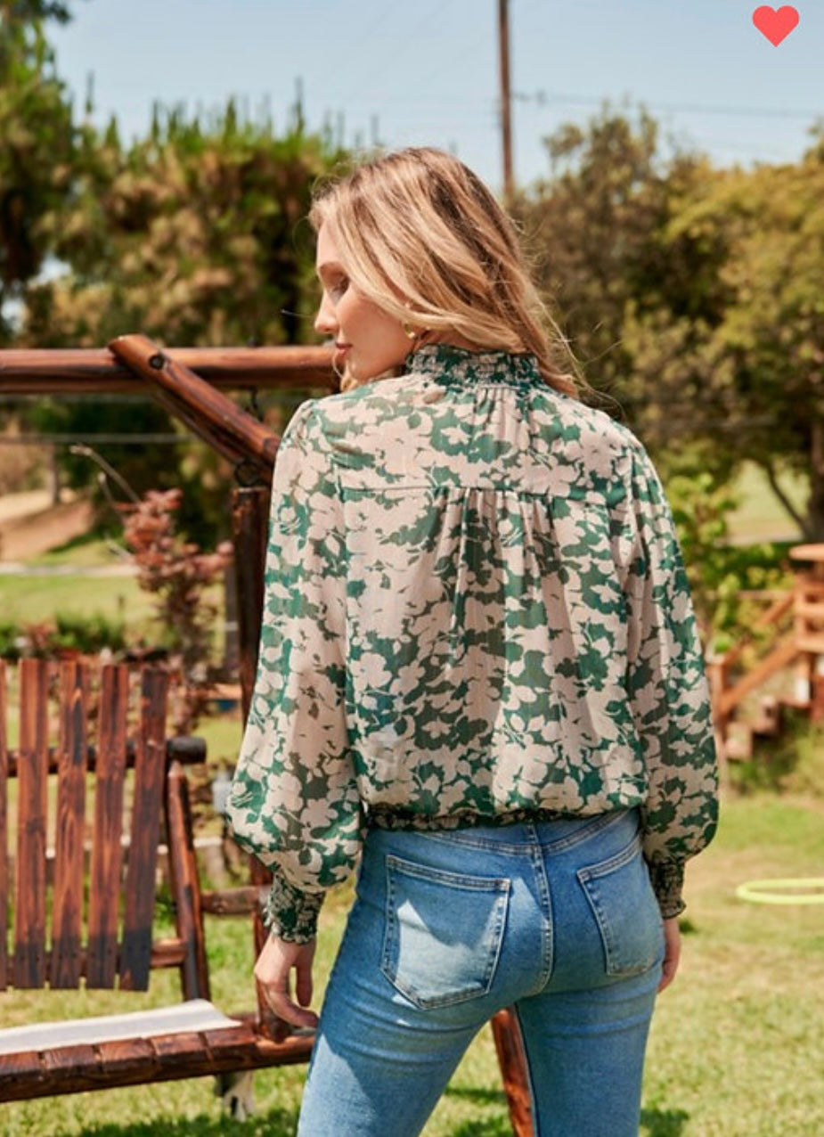 Mock Neck Floral Top