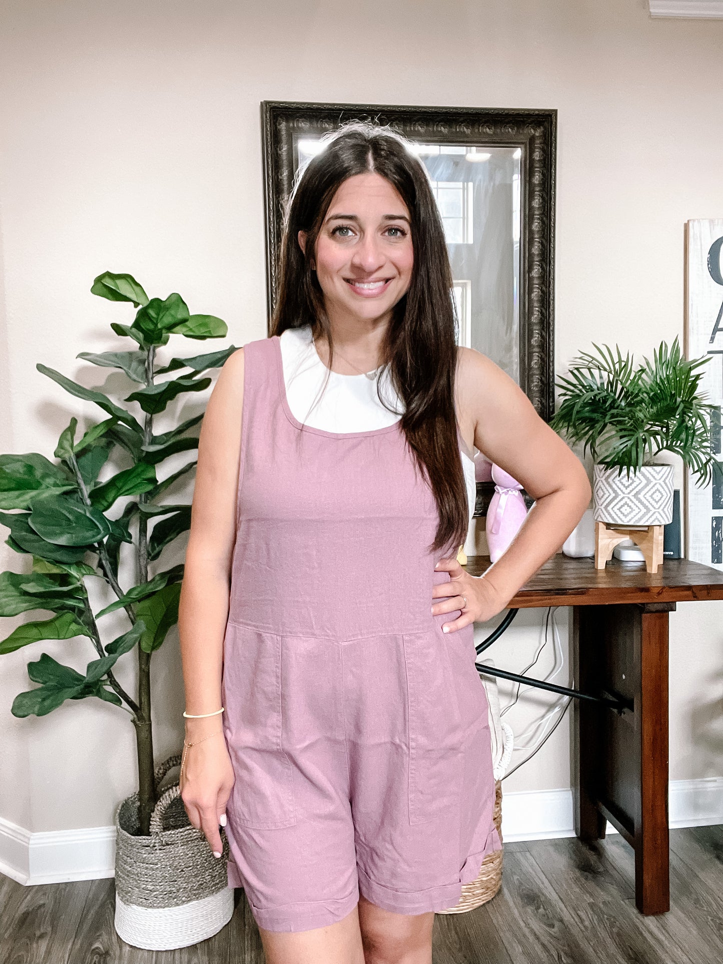 Dusty Rose Shorts Romper