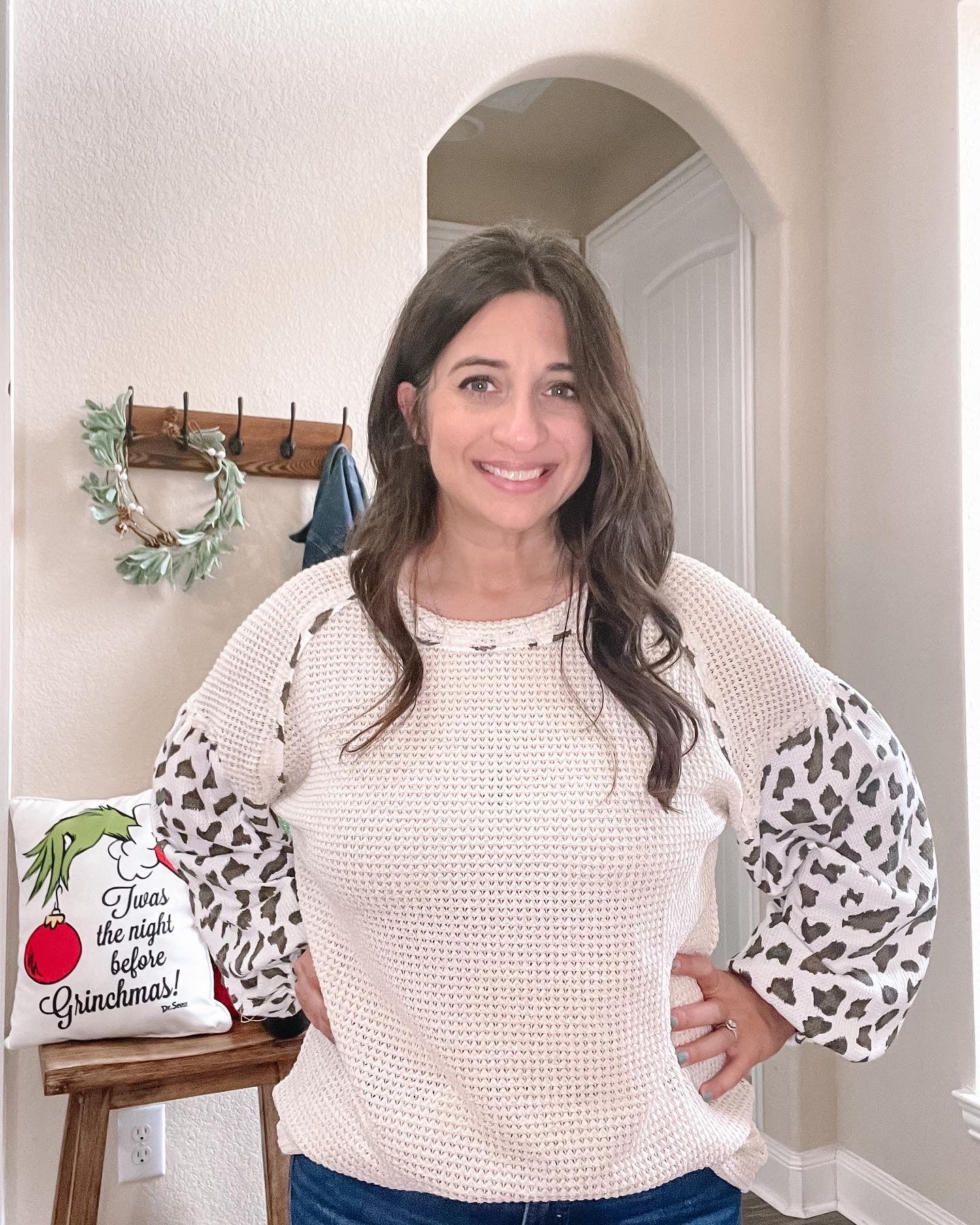Leopard Print Sleeve Thermal