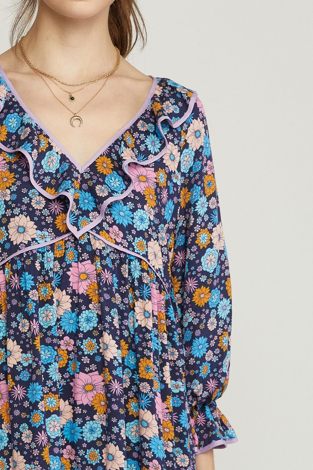 Blue Floral Midi Dress