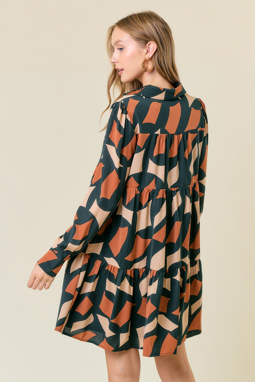Hunter Green Abstract Dress