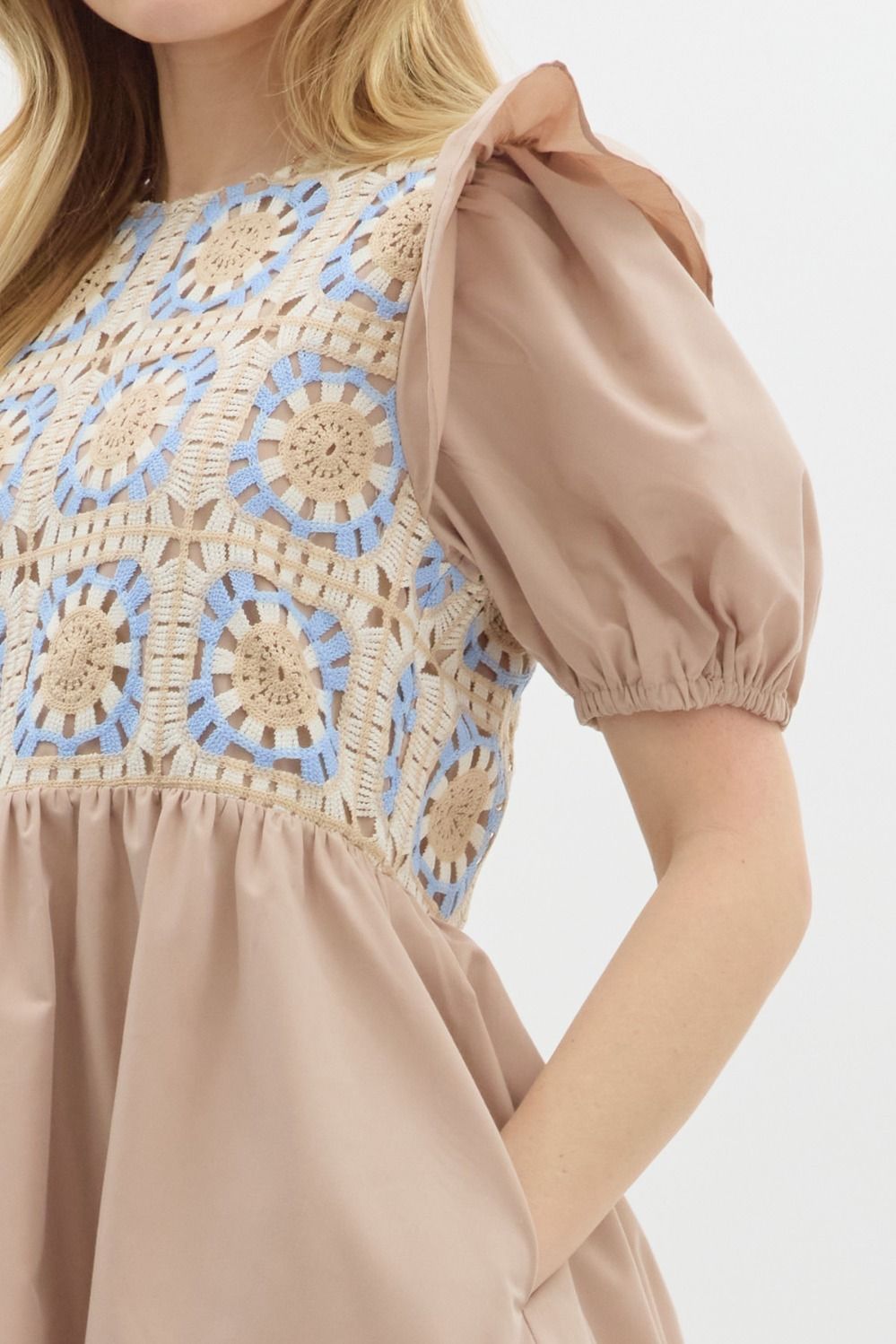 Tan Crochet Dress