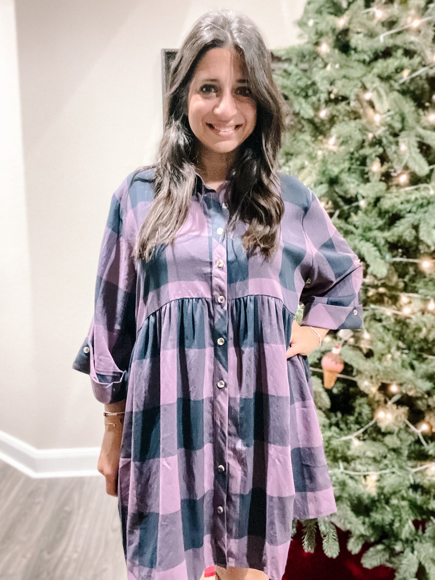 Purple Checkered Dress