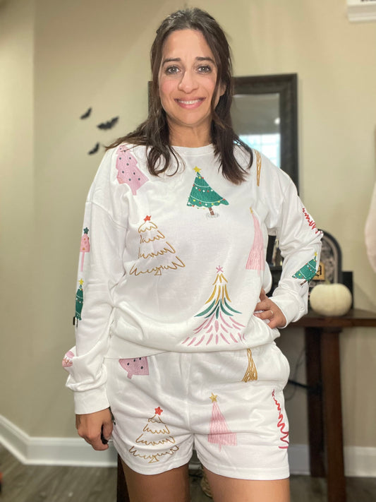 Christmas Printed Shorts Set