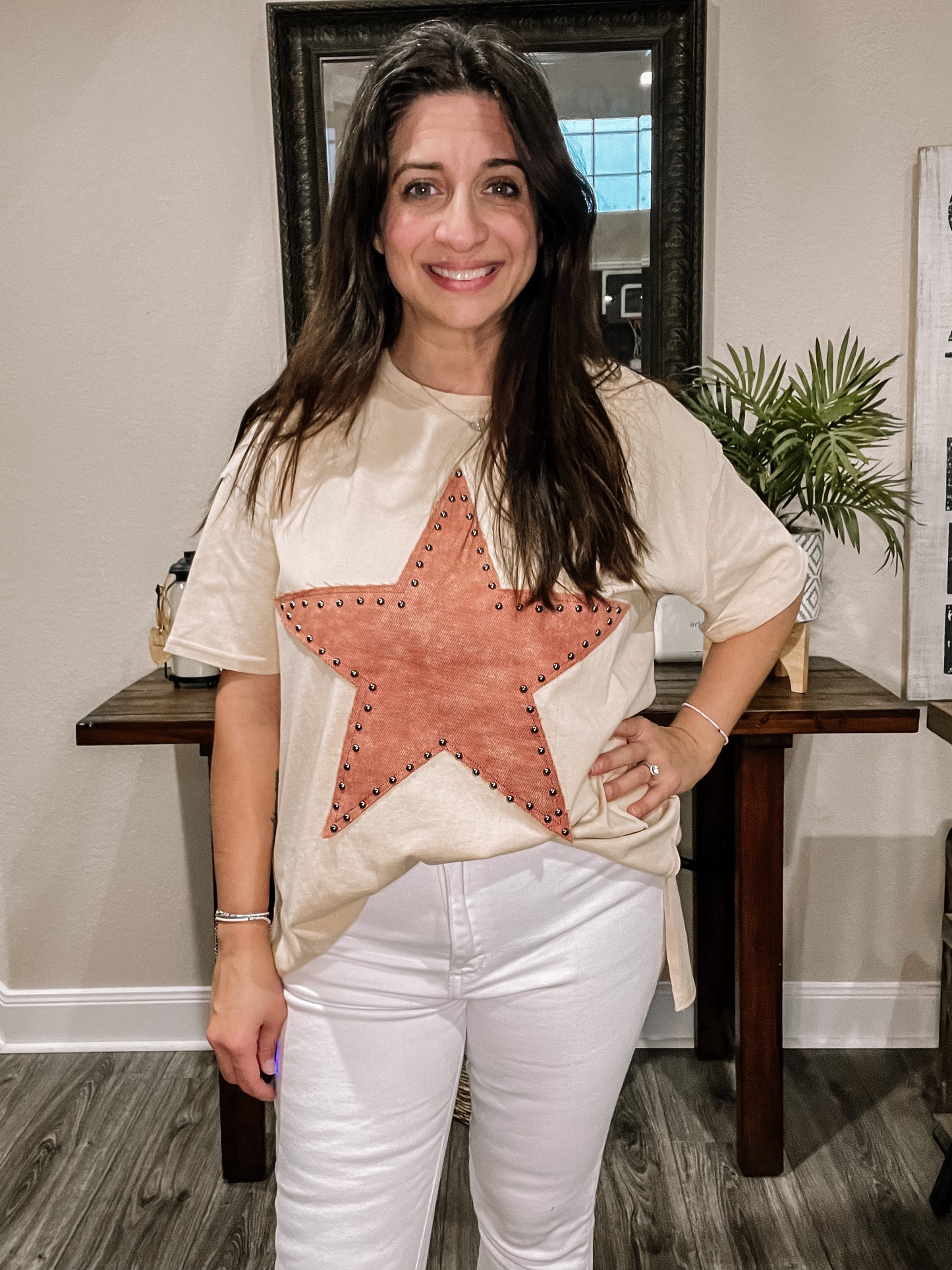 Studded Star Washed Twill Top
