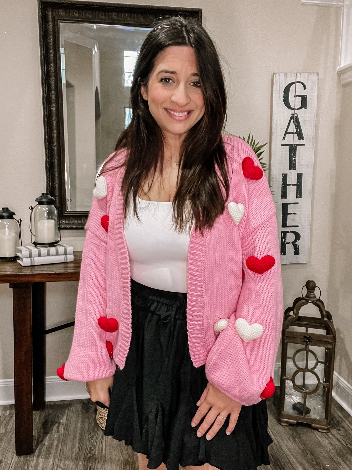 3d Heart Cropped Cardigan