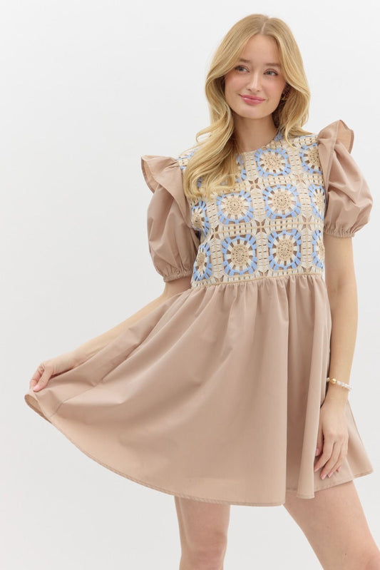 Tan Crochet Dress