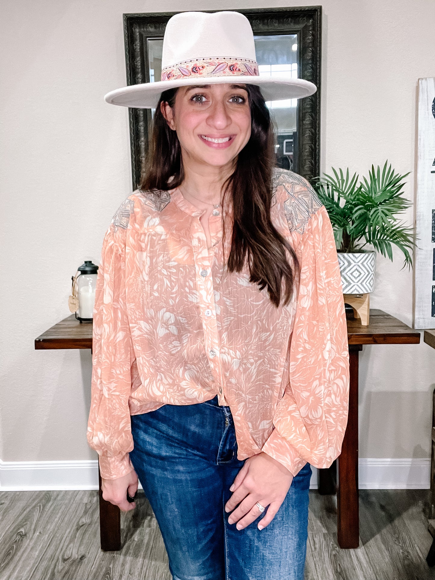 Chiffon Embroidered Shoulder Blouse