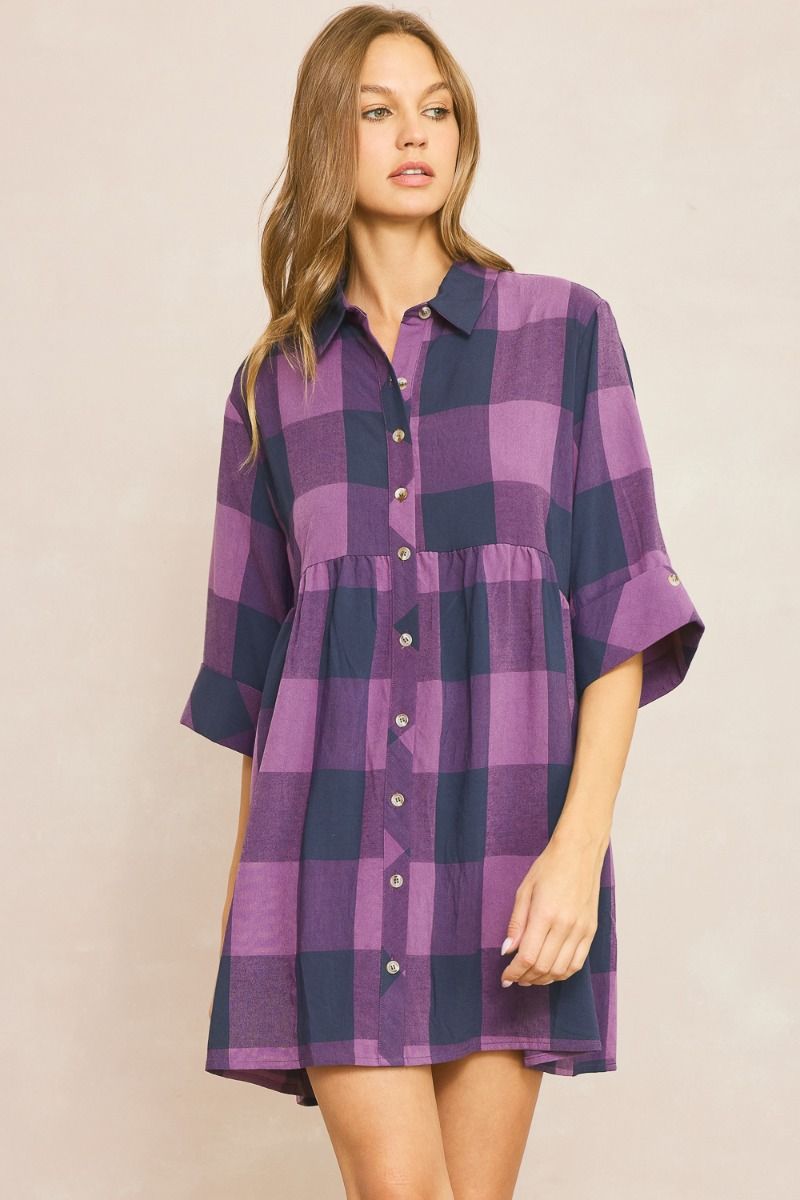 Purple Checkered Dress