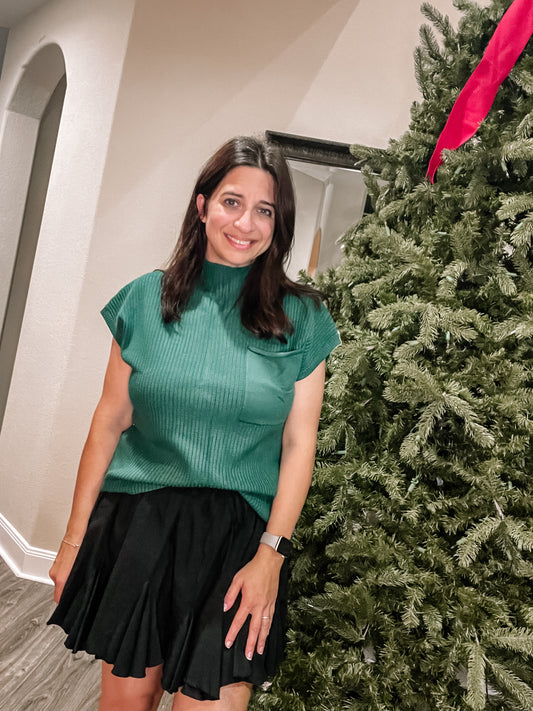 Green Crew Neck Short Sleeve Top