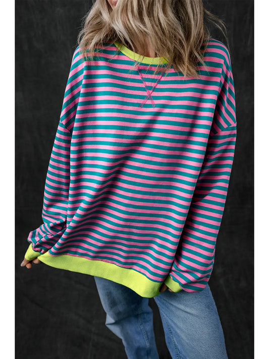 Pink/Green Loose Sweatshirt