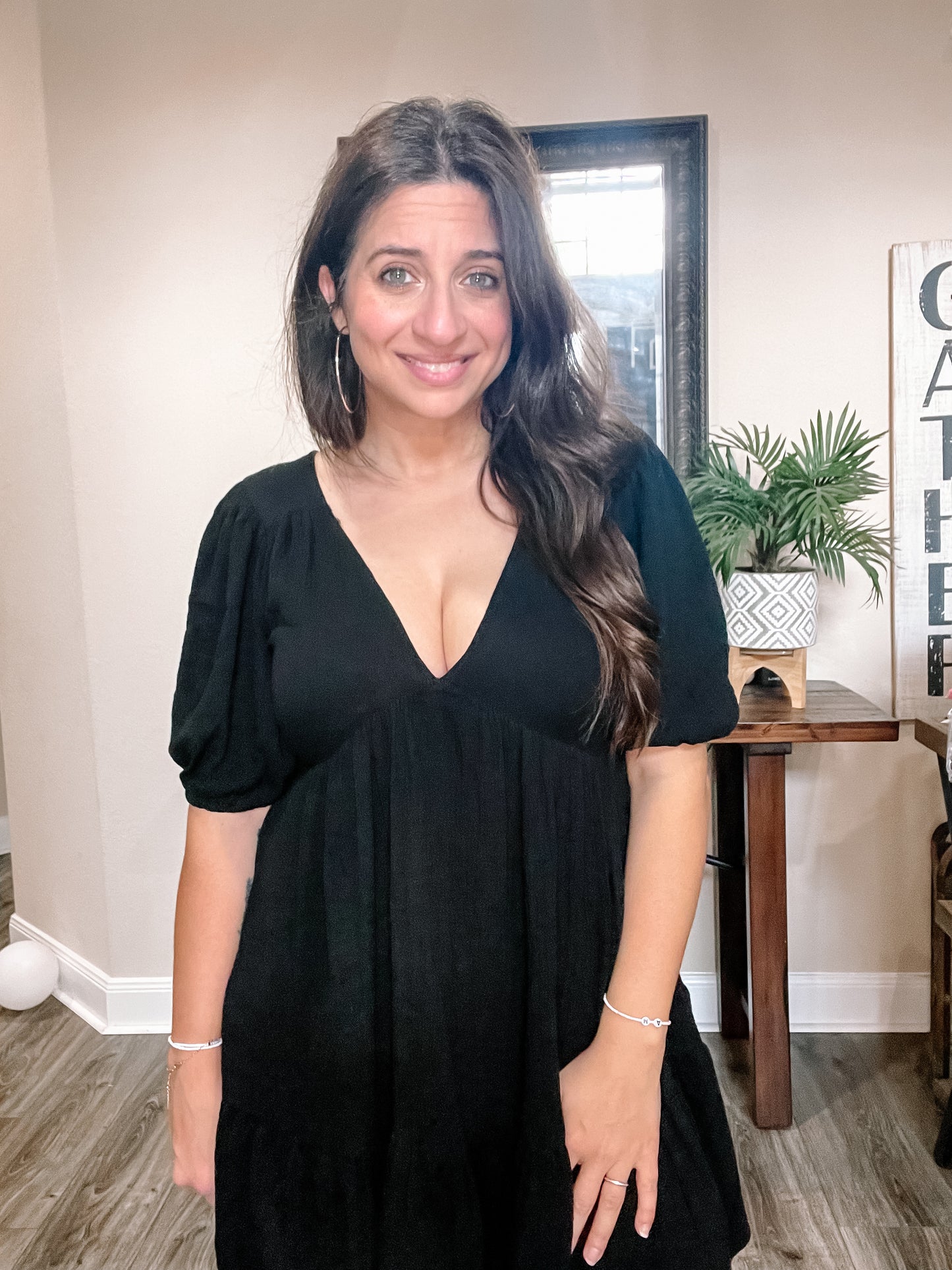V-Neck Tiered Mini Dress