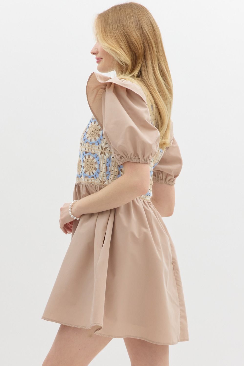 Tan Crochet Dress
