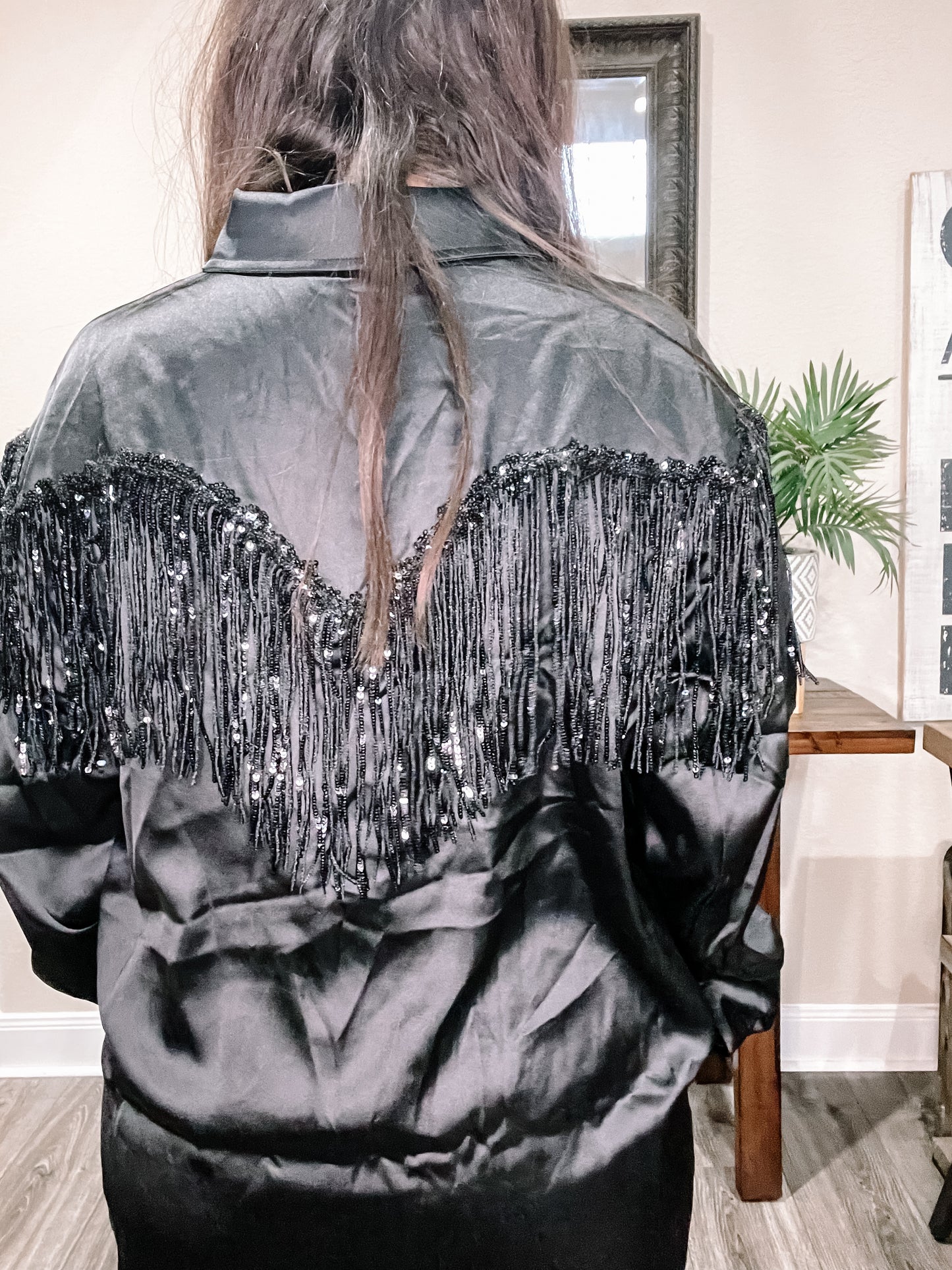 Satin Fringe Blouse