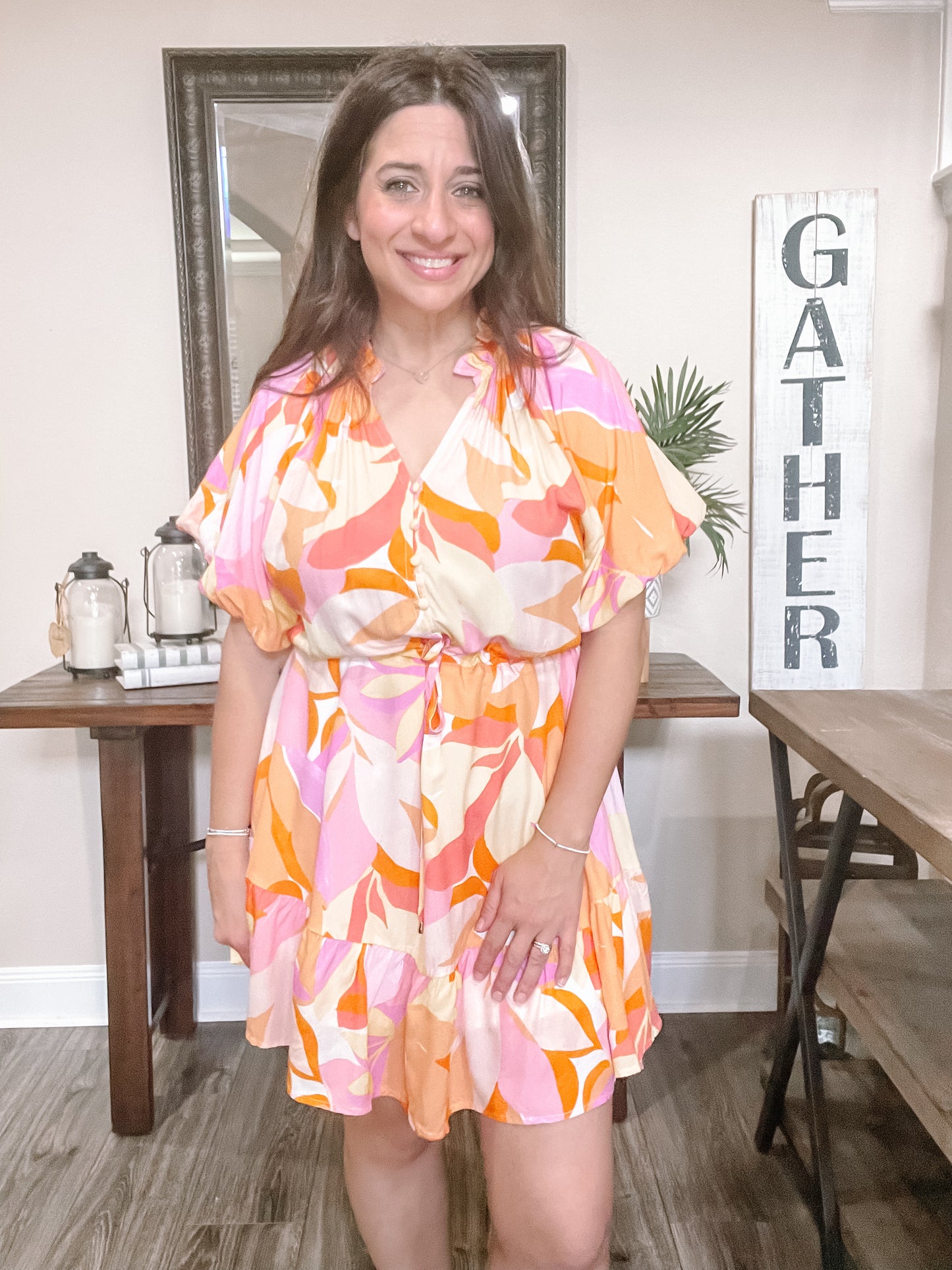 Orange Multi Short Dress