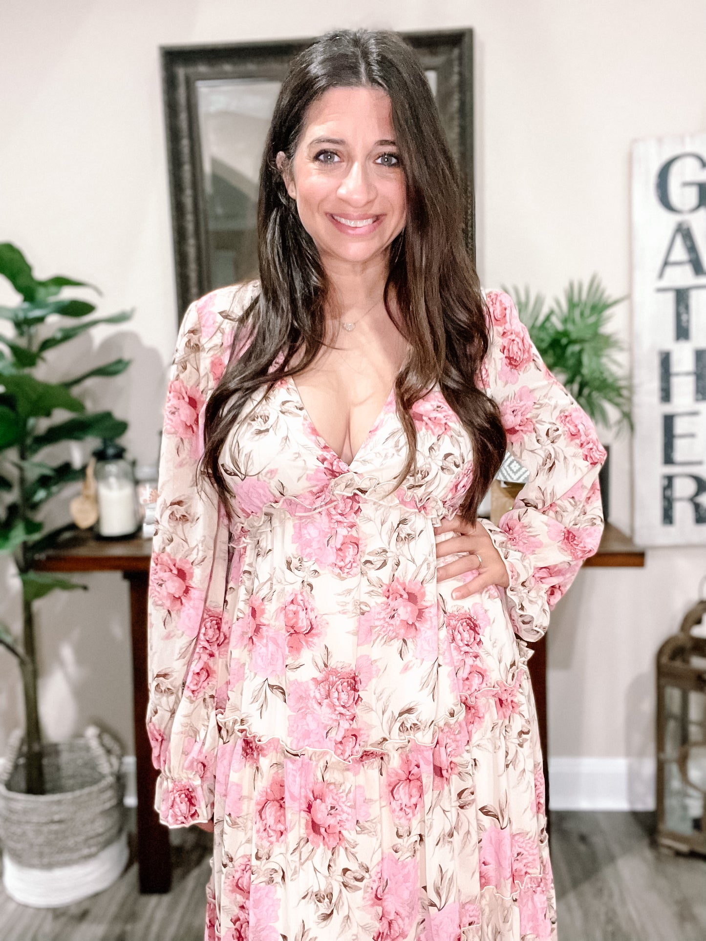 Ruffle V-Neck Maxi Dress