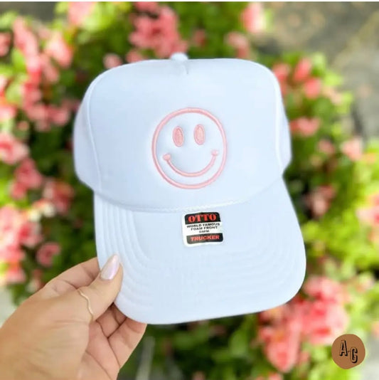 Pink Smiley Trucker Hat