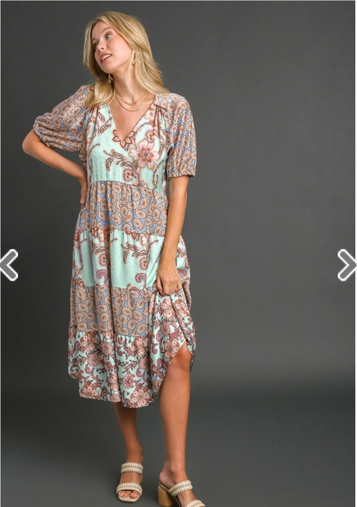 Light Blue Mixed Midi Dress