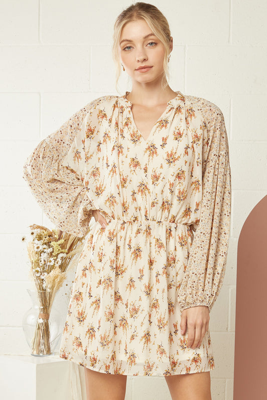 Mixed Floral Print Dress