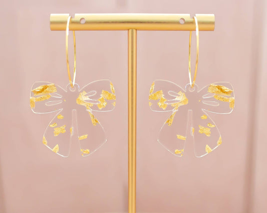 Glitter Flecked Bow Earrings