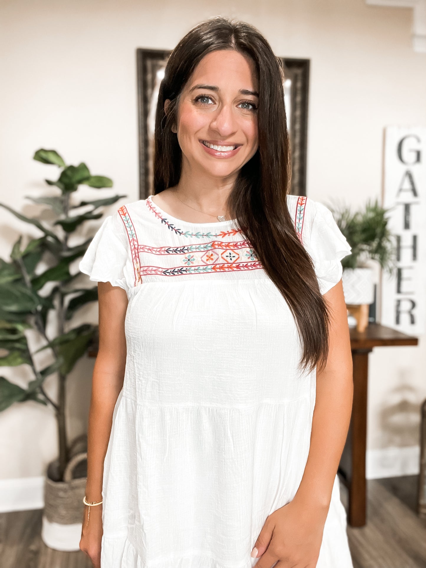 White Embroidered Dress