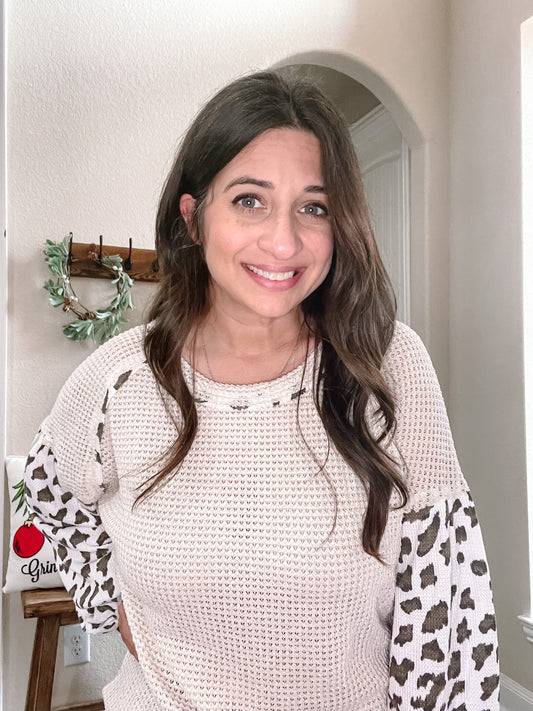 Leopard Print Sleeve Thermal