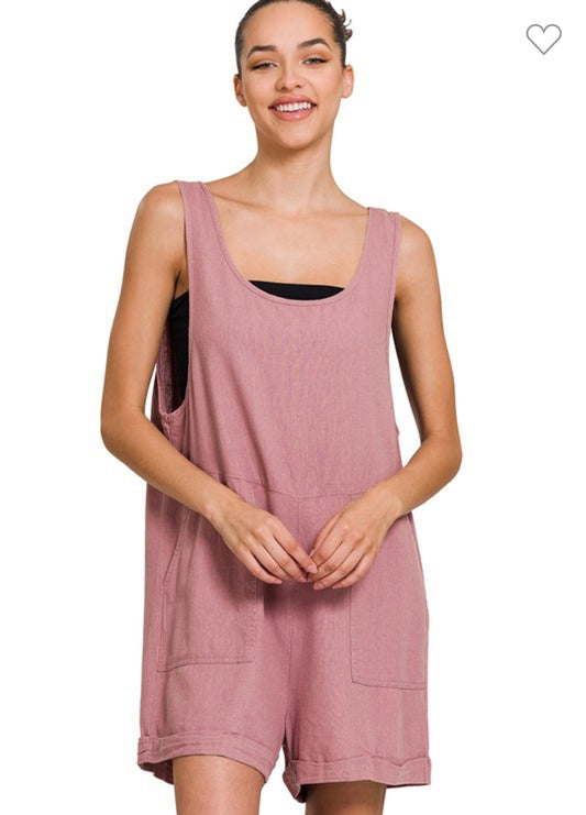 Dusty Rose Shorts Romper