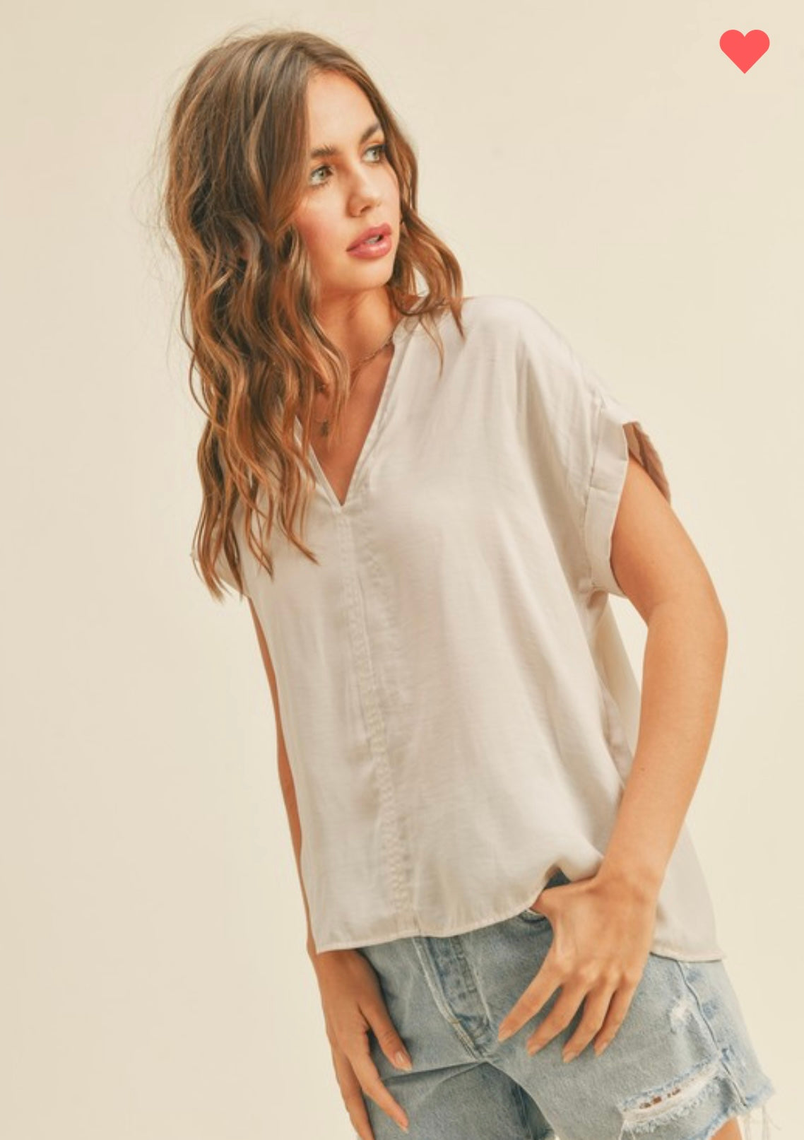 V-Neck Short Sleeve Blouse