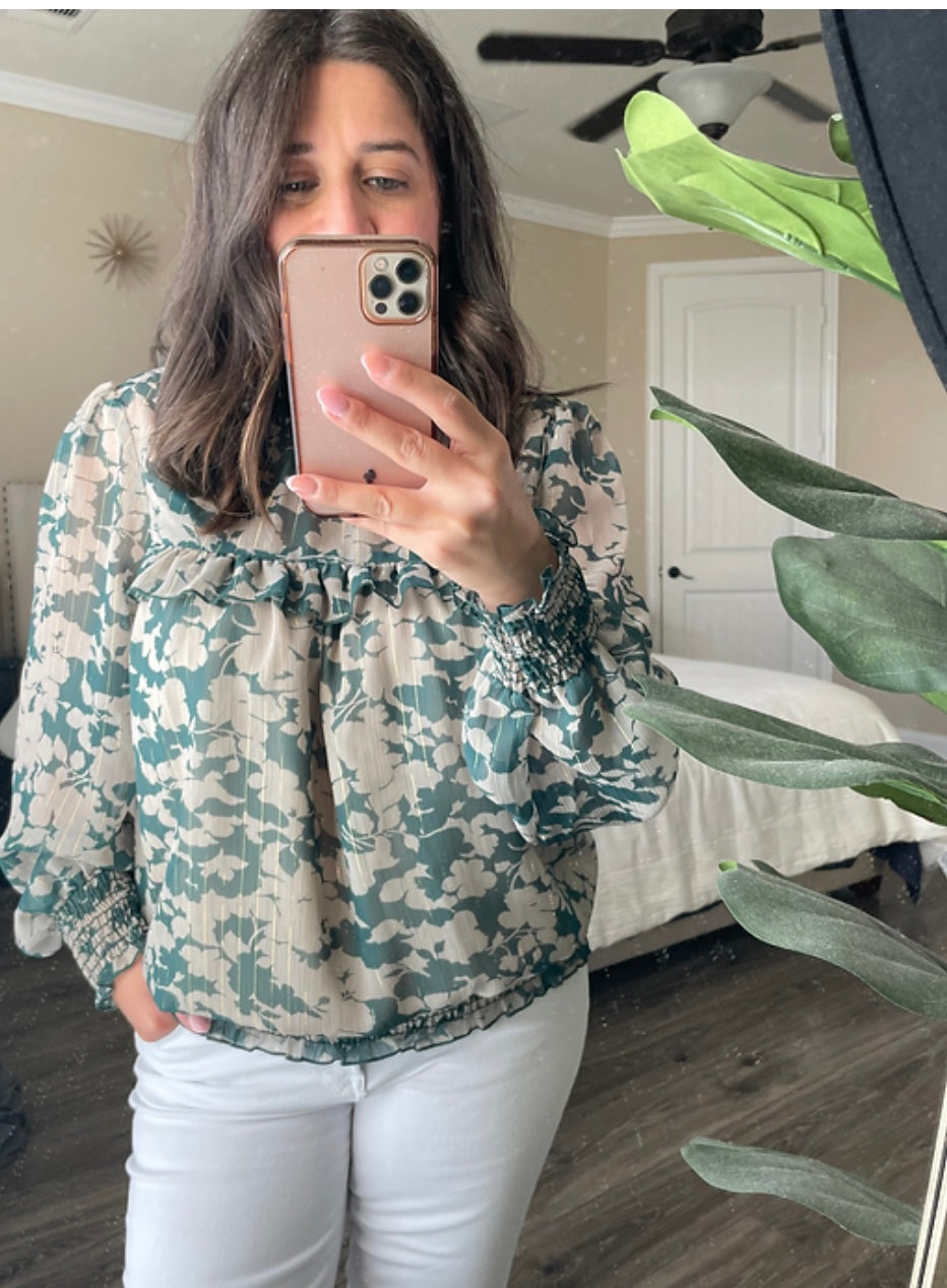 Mock Neck Floral Top