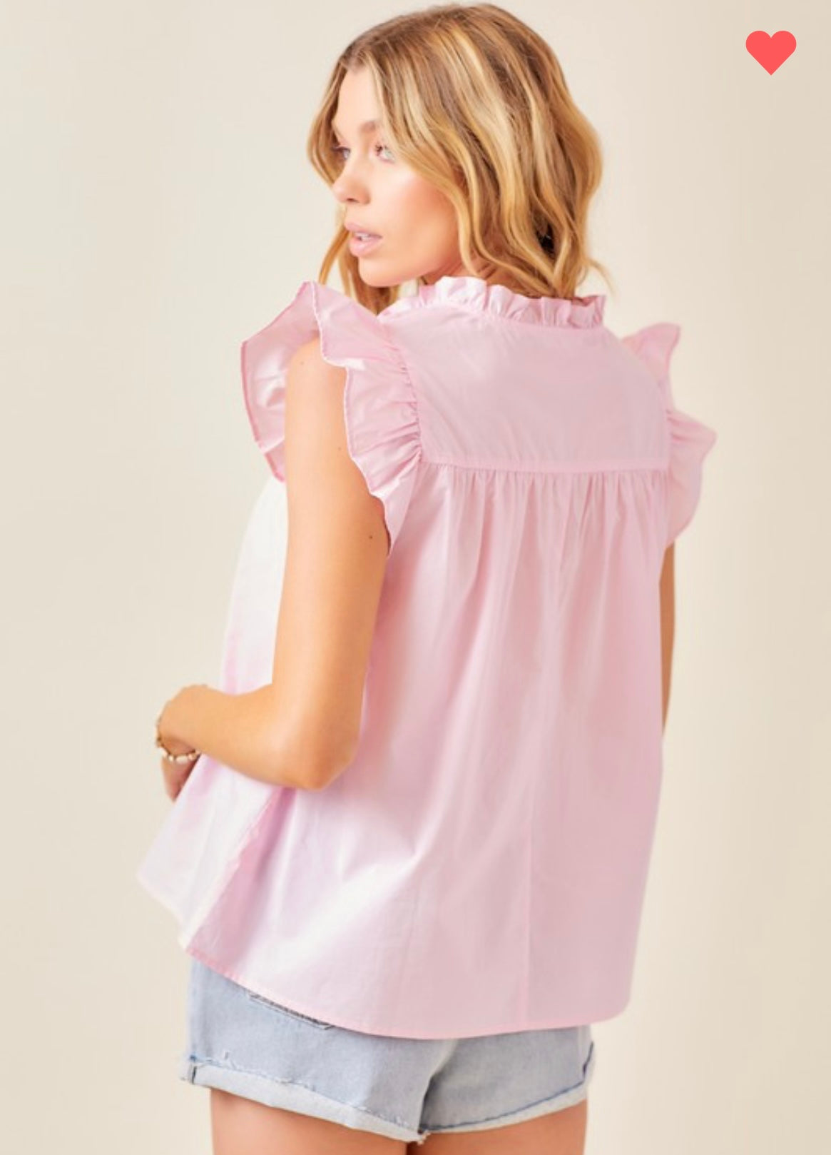 Baby Pink Ruffle Sleeve Top