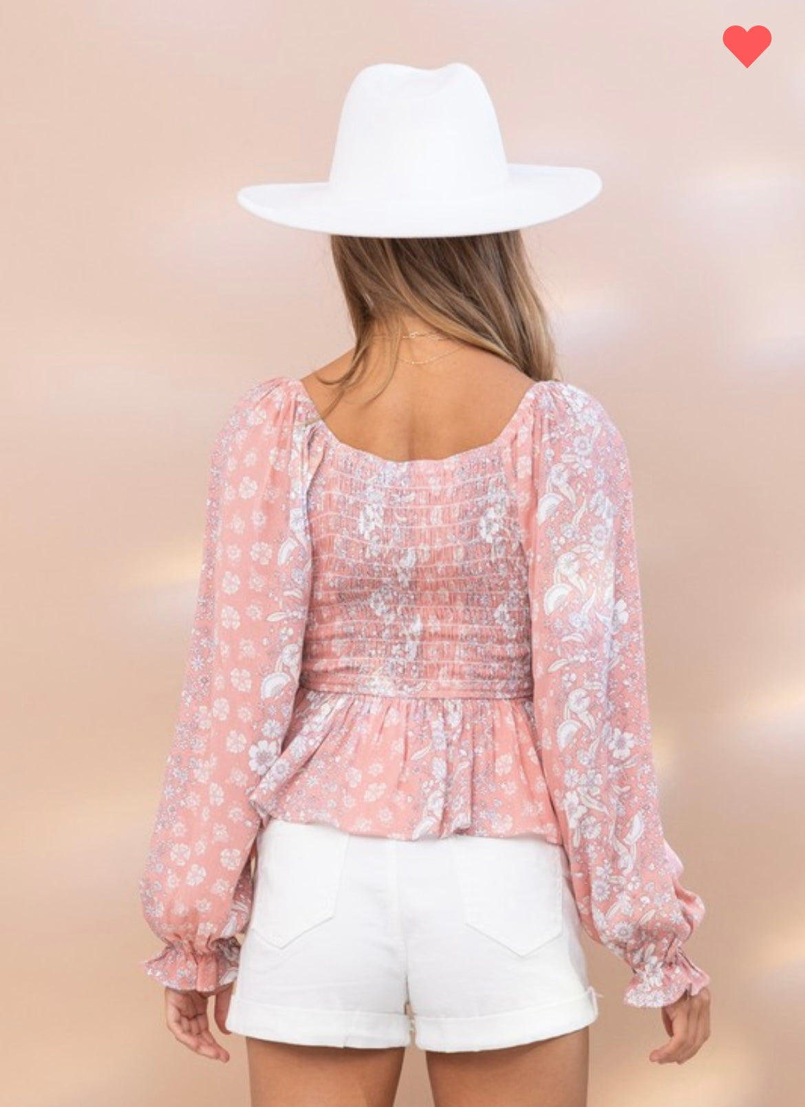 Smocked V-neck Blouse