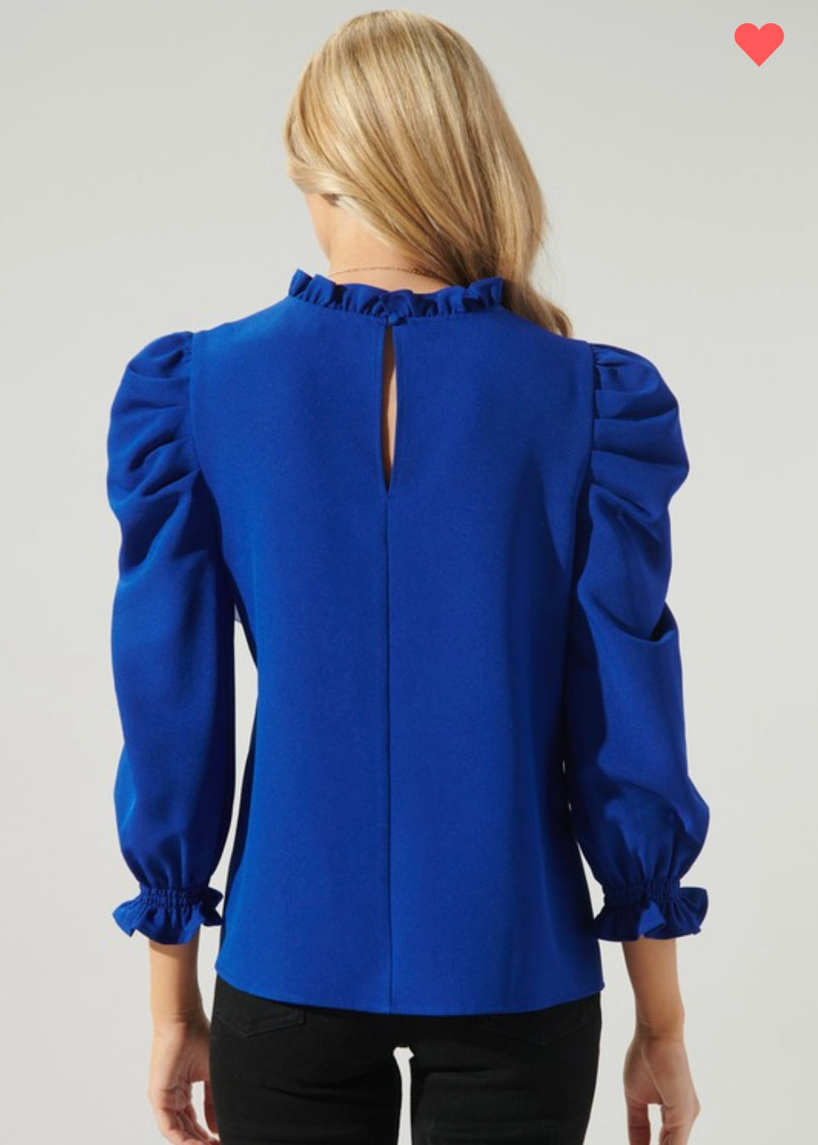 Cobalt Blue Ruffle Sleeve Blouse