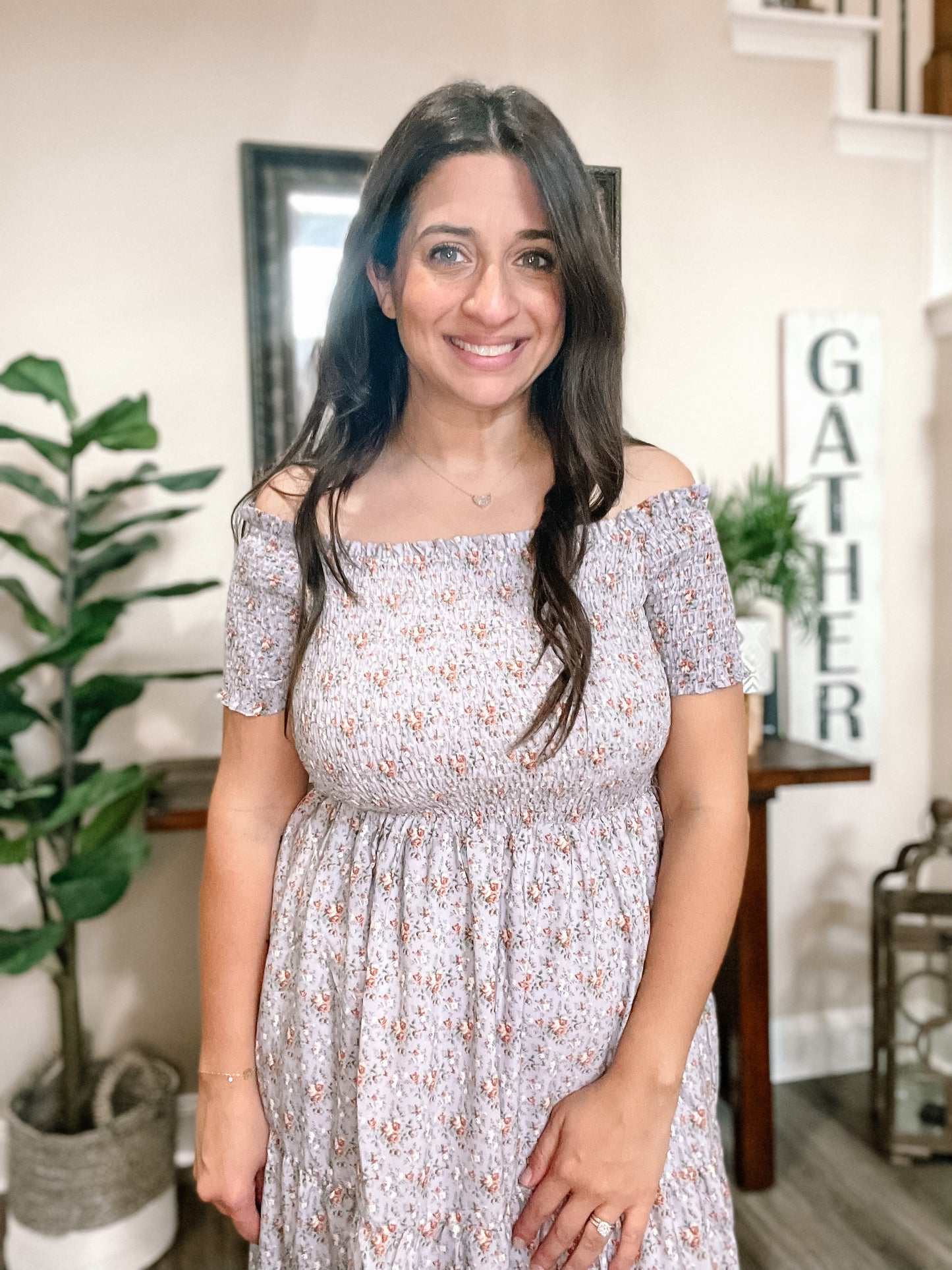 Smocked off the Shoulder Midi